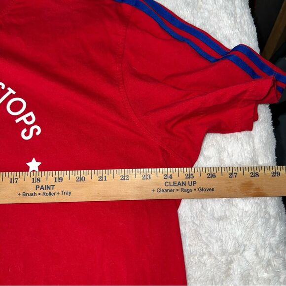 Adidas Three Blue Stripe Great Britain Red Short Sleeve Tee 0626 - Picture 9 of 10